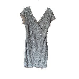 Knee Length lined Lace and Sequin Formal‎ Dress Taupe Scarlett, size 10